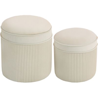 DEVOKO Ensemble De 2 Ottomans Avec Tabouret De Rangement Avec Couvercle, Reposepieds Rond Avec Un Look En Velours 36 X 36 X 41,5 Cm Blanc - Publicité DEVOKO Ensemble De 2 Ottomans Avec Tabouret De Rangement Avec Couvercle, Reposepieds Rond Avec Un Look En Velours 36 X 36 X 41,5 Cm Blanc - Publicité