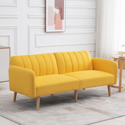 OEM Canapé-lit 2 Places Homcom Moderne, 173 X 75 X 73 Cm, Pliable, Revêtu De Lin Synthétique, Avec Dossier Réglable Sur 3 Positions Et Accoudoirs Amovibles, Idéal Pour Le Salon Ou Le Bureau (jaune). Publicité OEM Canapé-lit 2 Places Homcom Moderne, 173 X 75 X 73 Cm, Pliable, Revêtu De Lin Synthétique, Avec Dossier Réglable Sur 3 Positions Et Accoudoirs Amovibles, Idéal Pour Le Salon Ou Le Bureau (jaune). Publicité