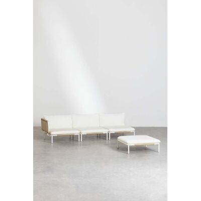 Ensemble De Jardin Avec Canapé D'Angle Modulaire 3 Pièces Et Pouf En Acier Roubly Sklum Beige Amande - Publicité Ensemble De Jardin Avec Canapé D'Angle Modulaire 3 Pièces Et Pouf En Acier Roubly Sklum Beige Amande - Publicité