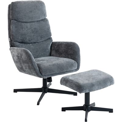 HEAT Fauteuil Rembourré Avec Repose-pieds, Fauteuil Lounge À Dossier Haut, Piètement En Métal, Pour Salon, Chambre, Gris - Publicité HEAT Fauteuil Rembourré Avec Repose-pieds, Fauteuil Lounge À Dossier Haut, Piètement En Métal, Pour Salon, Chambre, Gris - Publicité