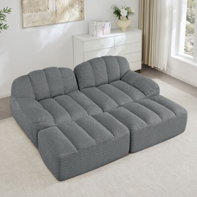 ACKERMAN Canapé Modulaire 2 Places Avec 2 Poufs, Canapé Sans Ossature En Mousse Haute Densité 32d, Pour Salon Et Appartement, Design Antidérapant, Tissu Doux, Gris - Publicité ACKERMAN Canapé Modulaire 2 Places Avec 2 Poufs, Canapé Sans Ossature En Mousse Haute Densité 32d, Pour Salon Et Appartement, Design Antidérapant, Tissu Doux, Gris - Publicité