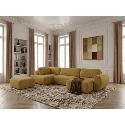 Bobochic - Canapé Panoramique Convertible Coffre Denise Tissu Texturé Avec Pouf Angle Droit Jaune - Publicité Bobochic - Canapé Panoramique Convertible Coffre Denise Tissu Texturé Avec Pouf Angle Droit Jaune - Publicité