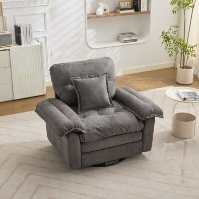 XISRENS Fauteuil Pivotant À 360° En Chenille, Format Surdimensionné, Idéal Pour La Lecture – Fauteuil D'Appoint Confortable Avec Coussin De Soutien, Canapé Une Place Capitonné Pour Chambre, Salon Et Chambre D - Publicité XISRENS Fauteuil Pivotant À 360° En Chenille, Format Surdimensionné, Idéal Pour La Lecture – Fauteuil D'Appoint Confortable Avec Coussin De Soutien, Canapé Une Place Capitonné Pour Chambre, Salon Et Chambre D - Publicité