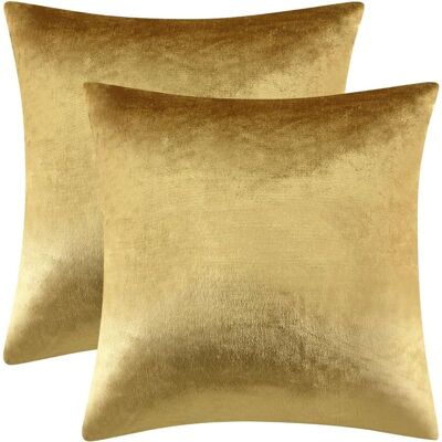 Vision Lot De 2 Housses De Coussin Décoratives En Velours Doré 45 X 45 Cm Pour Canapé-lit - Publicité Vision Lot De 2 Housses De Coussin Décoratives En Velours Doré 45 X 45 Cm Pour Canapé-lit - Publicité
