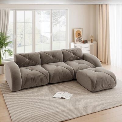 OEM Fauteuil D'Angle, Canapé Modulable, Canapé Trois Places Idéal Pour Le Salon, Base Antidérapante, Livré Monté, Canapé Modulable Avec Repose-pieds, Marron - Publicité OEM Fauteuil D'Angle, Canapé Modulable, Canapé Trois Places Idéal Pour Le Salon, Base Antidérapante, Livré Monté, Canapé Modulable Avec Repose-pieds, Marron - Publicité