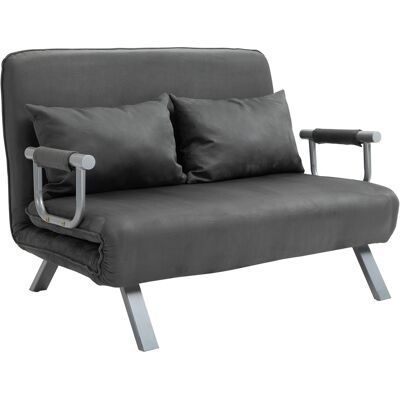 ACKERMAN Canapé-lit 2 Places Avec Accoudoirs, 65x69x80cm, Fauteuil-lit 3-en-1, Lit D'Appoint, Matelas Pliable, Imitation Daim, Gris - Publicité ACKERMAN Canapé-lit 2 Places Avec Accoudoirs, 65x69x80cm, Fauteuil-lit 3-en-1, Lit D'Appoint, Matelas Pliable, Imitation Daim, Gris - Publicité