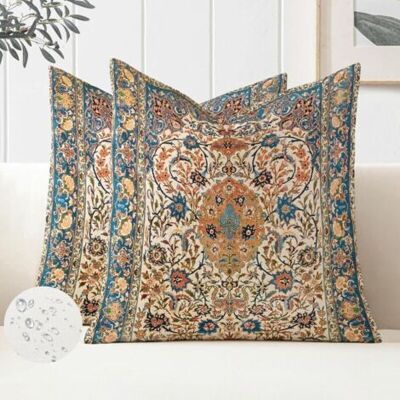 NO BRAND Pair Lot De 2 Boho Housse De Coussin 45x45 Exterieur Impermeable Housse Coussin Motif Floral Ethnique Bohème Taie D'Oreiller Décoration D'Intérieur Pour Canapé Chambre Chaise Lit - Publicité NO BRAND Pair Lot De 2 Boho Housse De Coussin 45x45 Exterieur Impermeable Housse Coussin Motif Floral Ethnique Bohème Taie D'Oreiller Décoration D'Intérieur Pour Canapé Chambre Chaise Lit - Publicité