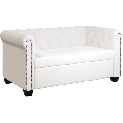 DESIGN IN Canapé Sofa Chesterfield À 2 Places Cuir Synthétique Blanc - Publicité DESIGN IN Canapé Sofa Chesterfield À 2 Places Cuir Synthétique Blanc - Publicité
