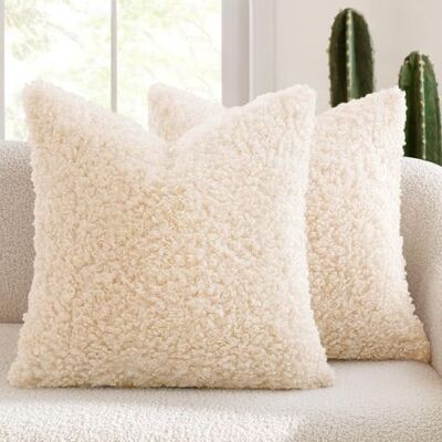 OEM Lot De 2 Housses De Coussin Décoratives En Fausse Fourrure 45 X 45 Cm, Beige Clair Neutre, Pour Décoration Bohème, Canapé, Salon, Lit - Publicité OEM Lot De 2 Housses De Coussin Décoratives En Fausse Fourrure 45 X 45 Cm, Beige Clair Neutre, Pour Décoration Bohème, Canapé, Salon, Lit - Publicité