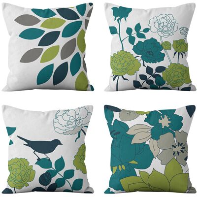 OEM Lot De 4 Housses De Coussin Bohème, Motif Floral Vert Et Gris, 45x45 Cm, Pour Canapé, Chambre, Extérieur, Avec Fermeture Éclair Cachée. Publicité OEM Lot De 4 Housses De Coussin Bohème, Motif Floral Vert Et Gris, 45x45 Cm, Pour Canapé, Chambre, Extérieur, Avec Fermeture Éclair Cachée. Publicité