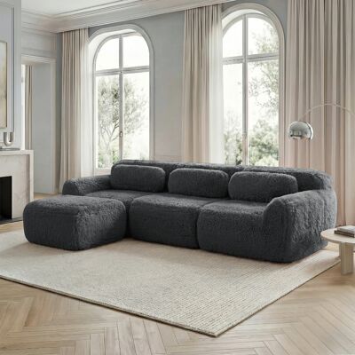 ACKERMAN Canapé Modulaire En L, Tissu Pelucheux, Canapé Sans Ossature À Assise Profonde, Sans Montage, Avec Coussins, Moelleux, Mousse Haute Élasticité, Base Antidérapante, Adapté Pour Salon Et Chambre, Gris - Publicité ACKERMAN Canapé Modulaire En L, Tissu Pelucheux, Canapé Sans Ossature À Assise Profonde, Sans Montage, Avec Coussins, Moelleux, Mousse Haute Élasticité, Base Antidérapante, Adapté Pour Salon Et Chambre, Gris - Publicité