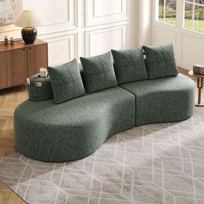 OEM Canapé En Lin Avec 4 Coussins, Garnissage En Mousse Haute Densité Et Plumes, Porte-gobelet Et Poche Latérale – Design Unique, Confortable Et Respirant, Idéal Pour Le Salon, La Chambre D'Amis Ou Le Bal - Publicité OEM Canapé En Lin Avec 4 Coussins, Garnissage En Mousse Haute Densité Et Plumes, Porte-gobelet Et Poche Latérale – Design Unique, Confortable Et Respirant, Idéal Pour Le Salon, La Chambre D'Amis Ou Le Bal - Publicité