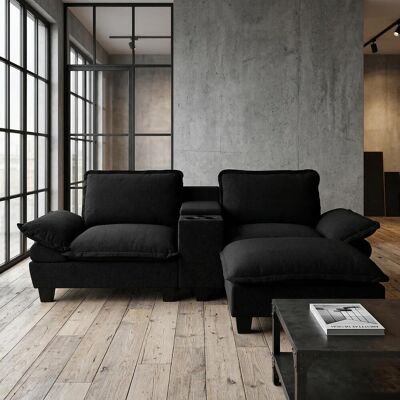 OEM Canapé Modulable Nuage, Design Voilier En Forme De L, Avec Porte-gobelet, Espace De Rangement, Port Usb, Pouf Et Deux Coussins, En Tissu Chenille, Convient Aux Appartements Et Aux Salons, Noir. Publicité OEM Canapé Modulable Nuage, Design Voilier En Forme De L, Avec Porte-gobelet, Espace De Rangement, Port Usb, Pouf Et Deux Coussins, En Tissu Chenille, Convient Aux Appartements Et Aux Salons, Noir. Publicité