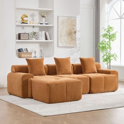 ALLAUVE Canapé D'Angle Modulaire Orange 3 Places, Canapé Nuage Moderne En Forme De L, Mousse À Mémoire De Compression, Sans Montage Requis, Dimensions : 268×102×78 Cm - Publicité ALLAUVE Canapé D'Angle Modulaire Orange 3 Places, Canapé Nuage Moderne En Forme De L, Mousse À Mémoire De Compression, Sans Montage Requis, Dimensions : 268×102×78 Cm - Publicité