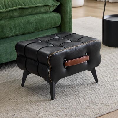 OEM Tabouret De Voyage En Cuir Noir Avec Pieds En Métal. Repose-pieds Multifonctionnel. Tabouret Universel Pour Se Chausser, Idéal Pour Le Salon Et La Chambre. Style Sobre, S'Harmonisant Avec Différents S - Publicité OEM Tabouret De Voyage En Cuir Noir Avec Pieds En Métal. Repose-pieds Multifonctionnel. Tabouret Universel Pour Se Chausser, Idéal Pour Le Salon Et La Chambre. Style Sobre, S'Harmonisant Avec Différents S - Publicité