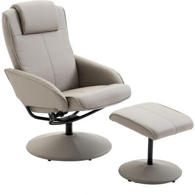OEM Fauteuil De Relaxation Inclinable Avec Pouf Repose-pieds Assorti Et Revêtement En Similicuir, 71x78x101 Cm, Gris - Publicité OEM Fauteuil De Relaxation Inclinable Avec Pouf Repose-pieds Assorti Et Revêtement En Similicuir, 71x78x101 Cm, Gris - Publicité