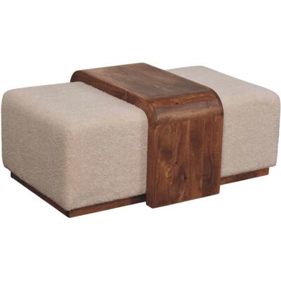 ACKERMAN Banc Duo Arden En Bois Massif, Deux Assises Rembourrées Bouclé - Publicité ACKERMAN Banc Duo Arden En Bois Massif, Deux Assises Rembourrées Bouclé - Publicité