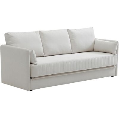 VENTE-UNIQUE Canapé 3 Places Convertible En Tissu Beige Grecco - Publicité VENTE-UNIQUE Canapé 3 Places Convertible En Tissu Beige Grecco - Publicité