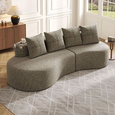 OEM Canapé En Lin Avec 4 Coussins, Garnissage En Mousse Haute Densité Et Plumes, Porte-gobelet Et Poche Latérale – Design Unique, Confortable Et Respirant, Idéal Pour Le Salon, La Chambre D'Amis Ou Le Bal - Publicité OEM Canapé En Lin Avec 4 Coussins, Garnissage En Mousse Haute Densité Et Plumes, Porte-gobelet Et Poche Latérale – Design Unique, Confortable Et Respirant, Idéal Pour Le Salon, La Chambre D'Amis Ou Le Bal - Publicité