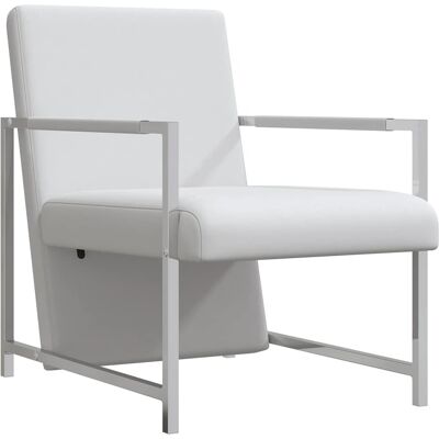 Maison Exclusive - Fauteuil Avec Pieds Chromés Blanc Similicuir - Publicité Maison Exclusive - Fauteuil Avec Pieds Chromés Blanc Similicuir - Publicité