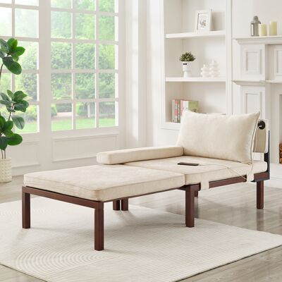 ACKERMAN 2 In 1 Folding Sofa Bed With Sleeping Function & Usb/typec Ports, Extendable Single Chair With Cushion, Space-saving Guest Bed For Living Room,bed Room,study,balcony,lofts,small Apartment - Beige - Publicité ACKERMAN 2 In 1 Folding Sofa Bed With Sleeping Function & Usb/typec Ports, Extendable Single Chair With Cushion, Space-saving Guest Bed For Living Room,bed Room,study,balcony,lofts,small Apartment - Beige - Publicité