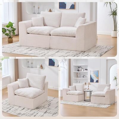 OEM Canapé Minimaliste Moderne En Tissu, Canapé Deux Places Pour Salon, Fauteuil Doux Et Confortable, Avec Coussins, Canapé De Détente De Style Nordique Pour Salon Ou Chambre (velours Côtelé Beige) - Publicité OEM Canapé Minimaliste Moderne En Tissu, Canapé Deux Places Pour Salon, Fauteuil Doux Et Confortable, Avec Coussins, Canapé De Détente De Style Nordique Pour Salon Ou Chambre (velours Côtelé Beige) - Publicité