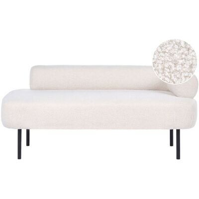 BELIANI Chaise Longue À Droite Moderne En Bouclé Pieds En Métal Blanc Cassé Mirmande - Publicité BELIANI Chaise Longue À Droite Moderne En Bouclé Pieds En Métal Blanc Cassé Mirmande - Publicité