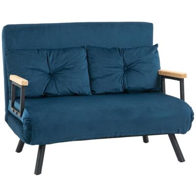 YULINLAND Canapé-lit Deux Places En Velours, Fonction Couchage Intégrée, Incluant 2 Coussins, Aspect Velours, Coloris Naturel Et Bleu - Publicité YULINLAND Canapé-lit Deux Places En Velours, Fonction Couchage Intégrée, Incluant 2 Coussins, Aspect Velours, Coloris Naturel Et Bleu - Publicité