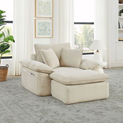ACKERMAN Canapé Sans Ossature Avec Fonction Lit – Canapé Nuage Moelleusement Rembourré, Canapé De Sol À Place Assise Sans Montage Avec Repose-pieds, Poches De Rangement, Combinaison Modulaire, Pour Salon Et Bu - Publicité ACKERMAN Canapé Sans Ossature Avec Fonction Lit – Canapé Nuage Moelleusement Rembourré, Canapé De Sol À Place Assise Sans Montage Avec Repose-pieds, Poches De Rangement, Combinaison Modulaire, Pour Salon Et Bu - Publicité