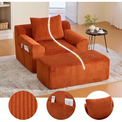ACKERMAN Grand Fauteuil Individuel En Cord Avec Repose-pieds, Poches Latérales Et Coussins Fauteuil Sans Cadre Emballé Individuellement, Capitonnage Moelleux Sans Montage, Idéal Pour Détente Ou Lecture (cord - Publicité ACKERMAN Grand Fauteuil Individuel En Cord Avec Repose-pieds, Poches Latérales Et Coussins Fauteuil Sans Cadre Emballé Individuellement, Capitonnage Moelleux Sans Montage, Idéal Pour Détente Ou Lecture (cord - Publicité