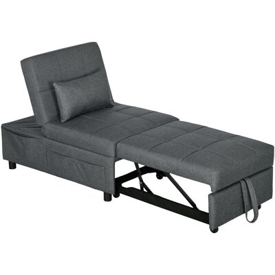 HEAT Fauteuil Convertible En Canapé-lit Avec Dossier Réglable, Assise Et Coussin Rembourrés, Gris - Publicité HEAT Fauteuil Convertible En Canapé-lit Avec Dossier Réglable, Assise Et Coussin Rembourrés, Gris - Publicité