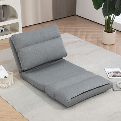 OEM Fauteuil De Sol Canapé Paresseux - Convertible En Lit, Inclinable 90° À 180°, Tissu Confortable, 70x72x56cm, Gris - Publicité OEM Fauteuil De Sol Canapé Paresseux - Convertible En Lit, Inclinable 90° À 180°, Tissu Confortable, 70x72x56cm, Gris - Publicité