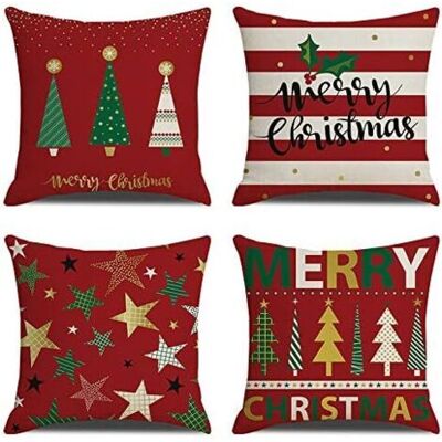 SCORPIO Housse De Coussin De Noël – Lot De 4 Housses De Coussin En Coton Et Lin Rouges Décoratives De Noël – Coussin Pour Canapé, Salon, Lit, Voiture, Taie D'Oreiller Carrée - Publicité SCORPIO Housse De Coussin De Noël – Lot De 4 Housses De Coussin En Coton Et Lin Rouges Décoratives De Noël – Coussin Pour Canapé, Salon, Lit, Voiture, Taie D'Oreiller Carrée - Publicité