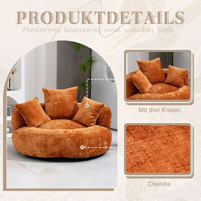 ALLAUVE Canapé Géant Orange Chenille, Dossier Haut Et Trois Coussins, Pouf Confortable Pour Adultes Et Enfants, Usage Intérieur Et Extérieur, Fauteuil Gaming Simple Pour Chambre Ou Bureau - Publicité ALLAUVE Canapé Géant Orange Chenille, Dossier Haut Et Trois Coussins, Pouf Confortable Pour Adultes Et Enfants, Usage Intérieur Et Extérieur, Fauteuil Gaming Simple Pour Chambre Ou Bureau - Publicité