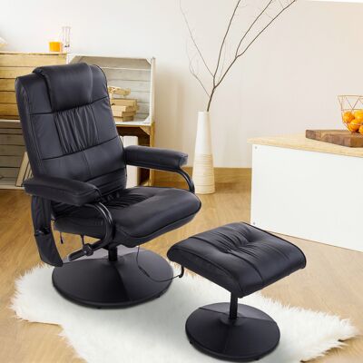 OEM Homcom Fauteuil De Massage Et Relaxation Électrique - Pivotant & Inclinable, Repose-pieds Inclus, Revêtement Synthétique Noir - Publicité OEM Homcom Fauteuil De Massage Et Relaxation Électrique - Pivotant & Inclinable, Repose-pieds Inclus, Revêtement Synthétique Noir - Publicité