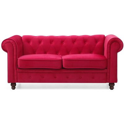 MENZZO Grand Canapé 2 Places Chesterfield Velours Rouge - Publicité MENZZO Grand Canapé 2 Places Chesterfield Velours Rouge - Publicité