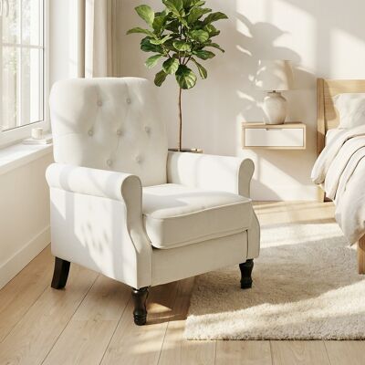 OEM Fauteuil De Salon Canapé 1 Place - Assise Rembourrée Épaisse, Coussin À Ressorts, Tissu Lin, 69x75x90cm, Crème - Publicité OEM Fauteuil De Salon Canapé 1 Place - Assise Rembourrée Épaisse, Coussin À Ressorts, Tissu Lin, 69x75x90cm, Crème - Publicité