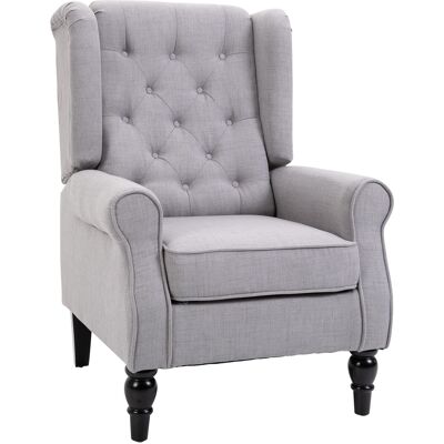 DEVOKO Fauteuil Salon Style Français Assise Matelassée Accoudoirs Rembourrés Pieds Bois Gris - Publicité DEVOKO Fauteuil Salon Style Français Assise Matelassée Accoudoirs Rembourrés Pieds Bois Gris - Publicité