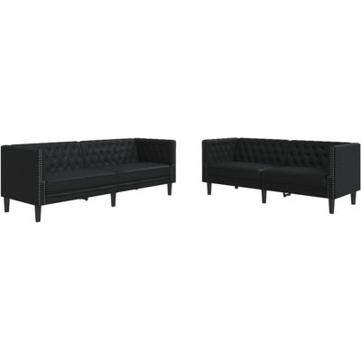Maison Exclusive - Ensemble De Canapé Chesterfield 2 Pcs Noir Similicuir - Publicité Maison Exclusive - Ensemble De Canapé Chesterfield 2 Pcs Noir Similicuir - Publicité