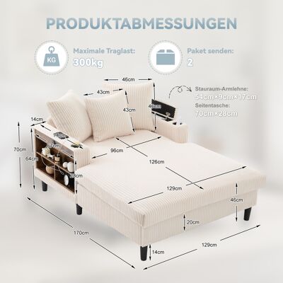 ALLAUVE Canapé Relax En Velours Côtelé Avec Méridienne, Grande Zone De Repos, Double Porte-verres, Lumière Led, Poche Latérale, Espace De Rangement, Port Usb, Pieds En Plastique Robustes – Utilisation Polyval - Publicité ALLAUVE Canapé Relax En Velours Côtelé Avec Méridienne, Grande Zone De Repos, Double Porte-verres, Lumière Led, Poche Latérale, Espace De Rangement, Port Usb, Pieds En Plastique Robustes – Utilisation Polyval - Publicité