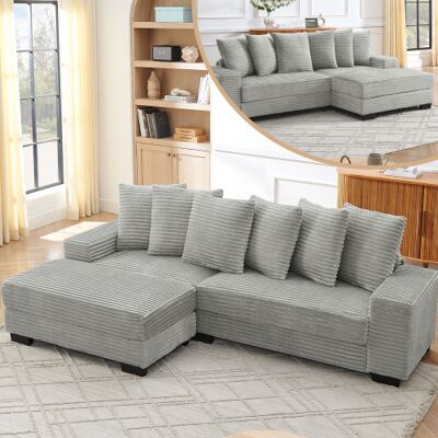 XISRENS Canapé D'Angle En L – Canapé 4 Places, 256,5 X 133,5 X 89 Cm, Velours Côtelé Classique, Pieds En Plastique Renforcé, Design Modulable, 6 Coussins Inclus, Idéal Pour Les Salons, Appartements Et Bureaux - Publicité XISRENS Canapé D'Angle En L – Canapé 4 Places, 256,5 X 133,5 X 89 Cm, Velours Côtelé Classique, Pieds En Plastique Renforcé, Design Modulable, 6 Coussins Inclus, Idéal Pour Les Salons, Appartements Et Bureaux - Publicité