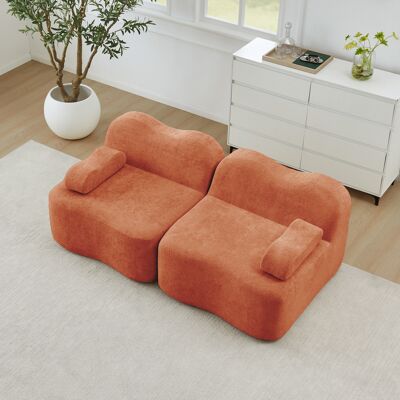 ALLAUVE Canapé 2 Places Modulaire Orange, Forme Ondulée, Coussins Profonds, Accoudoirs Amovibles, Sans Cadre, Pour Salon Ou Appartement, Montage Facile Sans Outil - Publicité ALLAUVE Canapé 2 Places Modulaire Orange, Forme Ondulée, Coussins Profonds, Accoudoirs Amovibles, Sans Cadre, Pour Salon Ou Appartement, Montage Facile Sans Outil - Publicité