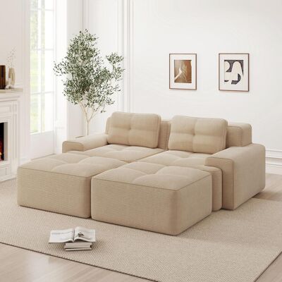OEM Canapé Modulable Cloud En Forme De U, Sans Structure, Confortable En Velours Côtelé, Avec Pouf, Canapé Modulable 2 Places, Canapé 2 Places Avec Assise Profonde Pour Salon, Canapé Livré Monté, Beige - Publicité OEM Canapé Modulable Cloud En Forme De U, Sans Structure, Confortable En Velours Côtelé, Avec Pouf, Canapé Modulable 2 Places, Canapé 2 Places Avec Assise Profonde Pour Salon, Canapé Livré Monté, Beige - Publicité