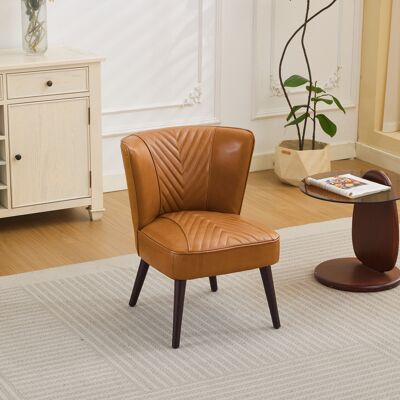 ACKERMAN Fauteuil De Salon En Cuir Véritable Brun Clair Sans Accoudoirs – Pied Massif En Bois À Caoutchouc, Fauteuil De Confort Moderne - Publicité ACKERMAN Fauteuil De Salon En Cuir Véritable Brun Clair Sans Accoudoirs – Pied Massif En Bois À Caoutchouc, Fauteuil De Confort Moderne - Publicité