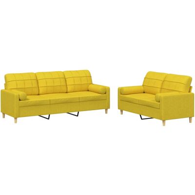 Maison Exclusive - Ensemble De Canapés 2 Pcs Avec Coussins Jaune Clair Tissu - Publicité Maison Exclusive - Ensemble De Canapés 2 Pcs Avec Coussins Jaune Clair Tissu - Publicité