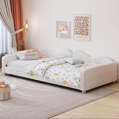 OEM Lit Enfant Capitonné 90 X 200 Cm, Cadre De Canapé-lit En Tissu Peluche, Lit Moelleux Multifonctionnel Avec Dossier Et Accoudoirs, Lit Junior, Lit D'Appoint, Blanc - Publicité OEM Lit Enfant Capitonné 90 X 200 Cm, Cadre De Canapé-lit En Tissu Peluche, Lit Moelleux Multifonctionnel Avec Dossier Et Accoudoirs, Lit Junior, Lit D'Appoint, Blanc - Publicité