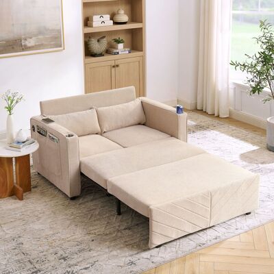 ACKERMAN 3-in-1 Minimalist Grand & Elegant Light Luxury 2-seater Sofa Bed, Slide-to-transform Design, Usb Charging, Perfect For Napping, Beige - Publicité ACKERMAN 3-in-1 Minimalist Grand & Elegant Light Luxury 2-seater Sofa Bed, Slide-to-transform Design, Usb Charging, Perfect For Napping, Beige - Publicité