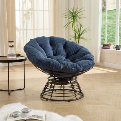 OEM Chaise Papasan Ergonomique Confortable En Rotin, Rotation 360°, Avec Coussin Moelleux Et Épais, Pour Salon, Chambre, Bibliothèque, Cadre Brun Avec Coussin Bleu Marine (comforta) - Publicité OEM Chaise Papasan Ergonomique Confortable En Rotin, Rotation 360°, Avec Coussin Moelleux Et Épais, Pour Salon, Chambre, Bibliothèque, Cadre Brun Avec Coussin Bleu Marine (comforta) - Publicité
