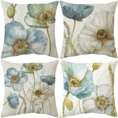 OEM Extérieur Housse De Coussin, Lot De 4 Imperméable Fleurs Jaunes Et Bleues Motif Canapé Taie D'Oreiller Pour Patio Jardin Salon Chambre Décoration, 45x45cm - Publicité OEM Extérieur Housse De Coussin, Lot De 4 Imperméable Fleurs Jaunes Et Bleues Motif Canapé Taie D'Oreiller Pour Patio Jardin Salon Chambre Décoration, 45x45cm - Publicité