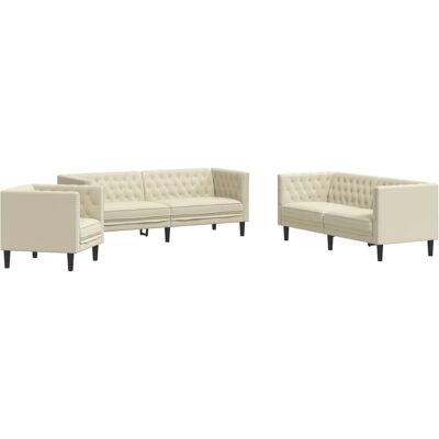 Maison Exclusive - Ensemble De Canapé Chesterfield 3 Pcs Crème Similicuir - Publicité Maison Exclusive - Ensemble De Canapé Chesterfield 3 Pcs Crème Similicuir - Publicité